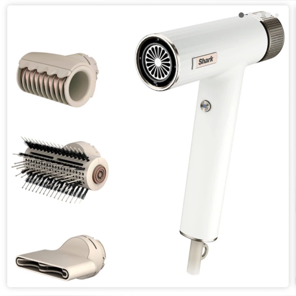 White Hair Dryer with Attachments